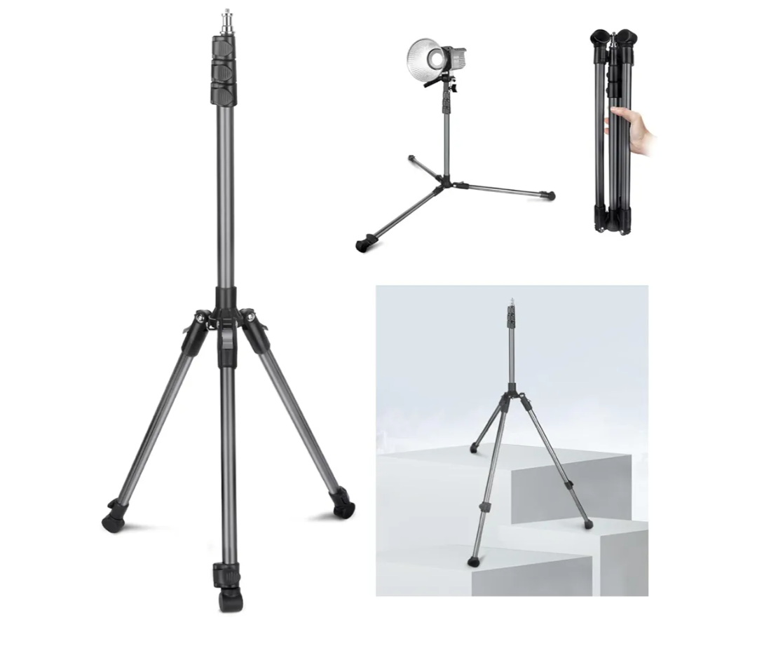 Extendable Photography Light Stand, Adjustable 6.6ft/2m Aluminum Light Tripod Stand for Travel, Reversible Portable Studio Lighting Tripod for Ring Light Camera Flash Light Strobe Light Webcam Softbox
