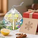 2 x Stained Glass Religious Ornament, Christmas Ornaments, Christmas Decorations for Tree, Holiday Ornament, Christian Gifts, Cross Gifts, Gift Ideas & Religious Gift
