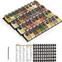 SpaceAid Spice Drawer Organizer with 40 Spice Jars, 386 Spice Labels, 4 Tier Seasoning Rack Tray Insert for Kitchen Drawers, 18.5" Wide x 17.5" Deep