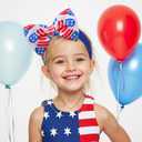 Baby girl bows Newborn Headband Hair Bows for Infant Toddlers with Double bows 4.5in*3.5in (Heat flag& red stripe)