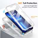 3 x for iPhone 13 Pro Max Case with Invisible Magnetic Stand, Compatible with Mag-Safe Military-Grade Protection with Built-in Screen Protector, Shockproof Phone Case for Women Men, Clear