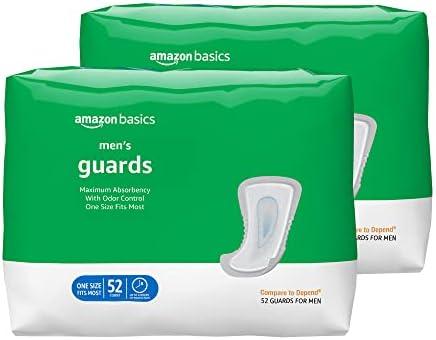 Amazon Basics Men's Incontinence Guards, Maximum Absorbency, 104 Count, (2 Packs of 52)