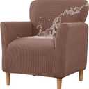 Gollense Banquet Armchair Slipcover Small Accent Chair Slipcovers with Arms Stretch Chair Covers for Living Room Waterproof Club Chair Cover Anti Slip Pet Friendly (Waffle-Light Coffee, 1PCS)