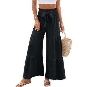 Blooming Jelly Women Casual Pants Wide Leg Trousers High Waisted Pant Trendy Vacation Outift 2025 (Large, Black)