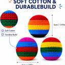 Qeeman Hand-Made Dirtbag Hacky Sacks Footbag, 2026 Upgraded Crochet Knitted, Multicolored Kick & Juggling Balls for Beginners and Adults