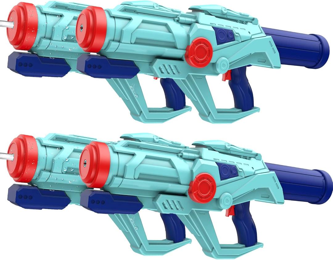 4 PCS Water Guns for Kids, Super Squirt Gun Water Soaker Blaster - Big Size - 32ft Long Shooting Range - High Capacity - Quick Refill - Summer Water Toys Gun for Boys Girls and Adults Outdoor (Blue)