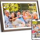 Frameo Wood 10.1 inch Digital Picture Frame, Smart WiFi Digital Photo Frame with 32G Memory, HD Touch Screen, Auto-Rotate, Slideshow, Easy Setup, Share Photos and Videos Anywhere(Brown Wood)