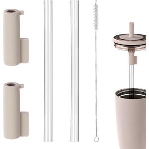Straw Accessories Set for Era 40oz Tumbler, Including 2 Replacement Straws 2 Silicone Sleeves & 1 Cleaning Brush BPA-Free Tumbler Parts (Sand)