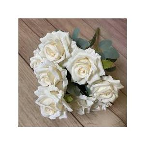 9 Pack Of Plastic Roses White