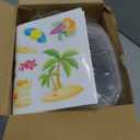 12 Pcs 34 oz Buckets for Drinks Ice Cream Buckets with Lids and Handles 150 Summer Stickers Cocktail Rum Bucket Clear Plastic Containers Reusable Plastic Pail for Summer Beach Party Supplies