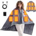 USB Portable Heated Electric Blanket - Cordless Heated Throw Blanket for Outdoor with 3 Heating Levels - Wearable Shawl for Travel,Camping,Bed - Winter Gifts for Women, Grey (Battery Not Included)