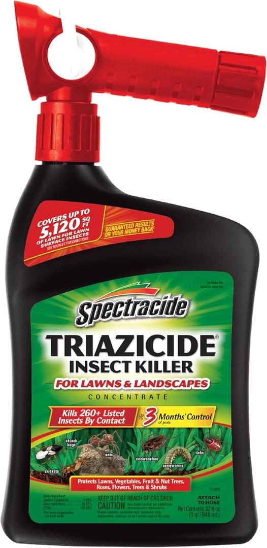 Spectracide Triazicide Insect Killer For Lawns & Landscapes Concentrate (Ready-To-Spray), Protects Lawns, Vegetables, Fruit & Nut Trees, Roses, Flowers & Shrubs, 32 fl Ounce (32 Fl Oz (Pack of 1))