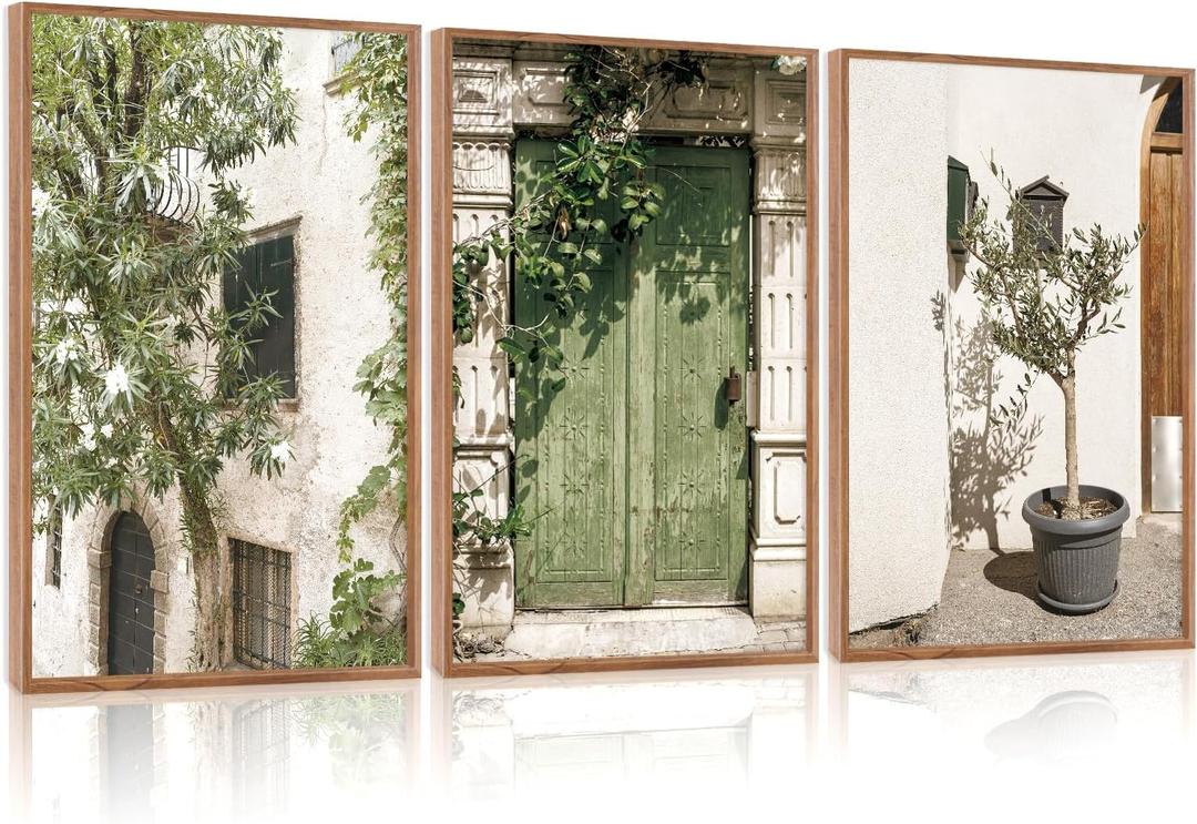 Vintage Italy City Landscape Wall Art, Olive Green Cityscape Decor, 16"L x 24"W