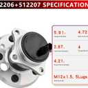 512206 512207 (Pair) Rear Wheel Hub Bearing Assembly for Toyota Avalon 2005-2012, for Toyota Camry 2002-2011, for Lexus ES300 2002-2003, for ES330 2004-2006, for Toyota Solara 2004-2008