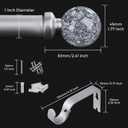 2 Pack Silver Curtain Rods for Windows 48 to 84 Inch, 1'' Heavy Duty Adjustable Drapery Rod with Unique Crystal Ball Finials, Modern Decorative Curtain Rod,Size; 30-88''