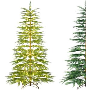 7.5 FT Pre-Lit Artificial Christmas Tree, Twinkle Simulated Cypress Xmas Tree with Hinges, 612 PE Tips, 540 Warm-White Fairy LED Lights, Metal Stand, Xmas Holiday Party Decor for Home Office