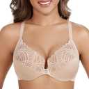 DotVol Women's Front Close Bra T Back Full Figure Underwire Plus Size Seamless Unlined Bra for Large Bust 36C