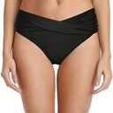 Tempt Me Women Twist Bikini Bottom Moderate High Cut Bathing Suit Bottoms Ruched Swimsuit Bottom Size M