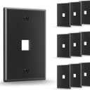 VCE 1-Port Keystone Wall Plate UL Listed (10-Pack), Single Gang Wall Plates for RJ45 Keystone Jack and Modular Inserts, Black