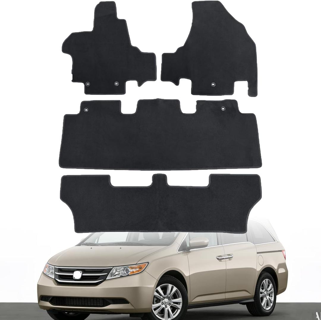 GXARTS Car Floor Mats Carpet Full Set All-Weather Protect Compatible with Honda Odyssey 2011 2012 2013 2014 2015 2016 2017 | Waterproof Black Car Mats with Anti-Slip Backing