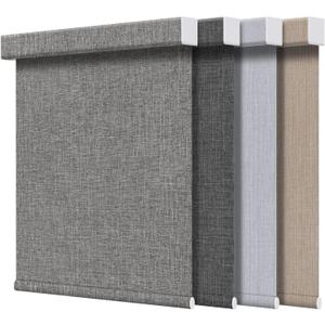 Grandekor Free-Stop Blackout Roller Shades for Windows,Hemp-Dark Gray 33"x72"|100% Blackout Blinds for Indoor, Textured Fabrics Cordless Blinds, UV Protection Shades for Home Office,Living Room