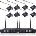 XTUGA CM280 8 Channel Wireless Gooseneck Microphone System, UHF Fixed Frequency Conference Mics with Crystal-Clear Audio for Corporate Boardrooms, Government Meetings & Large Conferences