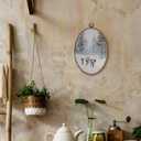 LKETW Winter Reindeer Oval Wall Art Decor, Rustic Winter Elk Deer Oval Canvas Hanging Decor, Retro Farmhouse Forest Reindeer Wall Decorations for Home Living Room Bedroom, 8.6x11.4 Inch