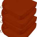 Basic Beyond Outdoor Cushions for Patio Furniture: Waterproof & UV Resistant Outdoor Chair Cushions Set of 4-19 x 19 x 3 Inch Thick Patio Chair Cushions with Adjustable Ties & Handle, Brick Red (19x19x3(Round Corner))
