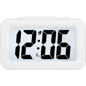 Hense Creative Nightlight Smart Light Alarm Clock Bedside Desk Table Electronic Clock Battery Operated Mute Luminous Alarm Clock with Adjustable Light HA35 (White)
