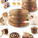 Upgraded Double Layer Accordion Cardboard Cat Toy, 2 Pack Connectable Magic Organ Cardboard Cat Scratcher with Cat Toy Ball Track for Kitten Kitty, Interactive Cats Ball Toy for Indoor Cats