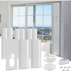 Sliding Door Air Conditioner Kit, with 5.9" Coupler and Bird Guard, 6 Plates Portable Air Conditioner Sliding Door Vent Kit Max Adjustable Length 95 Inch, Suit for 5.9 Inch Exhaust Hose