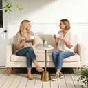 Aoligrace White Marble Pedestal Side Table, Round End Table with Antique Base for Couch, Small Drink Tables for Small Spaces, Vintage Cocktail Martini Table for Living Room