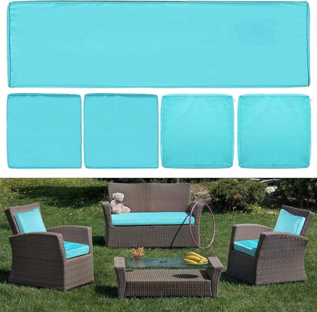 Geetery 5 Pcs Outdoor Cushion Covers Patio Pillow Replacement Covers for Seat and Back Outdoor Cushion Slipcovers for Sectional Rattan Sofa Patio Furniture Couch
