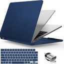 IBENZER Compatible with 2025 2024 2023 MacBook Air 15 Inch Case M4 A3241 M3 A3114 M2 A2941, Hardshell Case& KeyboardCover&Type-C for Mac Air 15.3" Liquid Retina Display, Navy Blue, AT15-NVBL+1TC