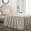 Lush Decor Ruffle Skirt Bedspread Set - 3 Piece Luxurious Farmhouse Bedding Set - Elegant, Charming Ruffle Detail - Timeless Style & Classic Design - Soft and Lightweight - King, Neutral