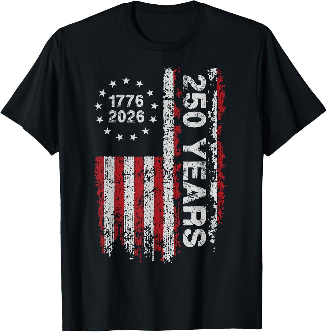 250 Years America Anniversary 250th Independence Day Freedom T-Shirt, XL