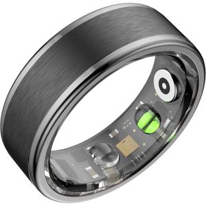 Smart Ring for Women Men,Fitness Ring with 24/7 Activity Tracking,Stress,Sleep Monitoring,No APP Subscription Fees,Compatible with iOS & Android, HarmonyOS Black, 9#