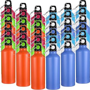 Yaomiao 36 Pcs Lightweight Aluminum Water Bottle Bulk 17 oz Leak Proof Bike Water Sports Bottles with Buckle and Twist Cap Team Reusable for Sports Gym Bicycle Camping(Bright Tones)