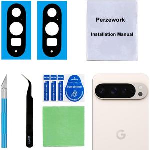 2 Set Back Rear Camera Lens Glass Replacement for Google Pixel 9 Pro XL with pre-Installed Adhesive and Reparing Toolkit