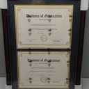 GraduationMall 14x20 Double Diploma Frame, Display 8.5x11 Certificate with Black over Gold Mat,Tempered Glass,Mahogany with Gold Beads