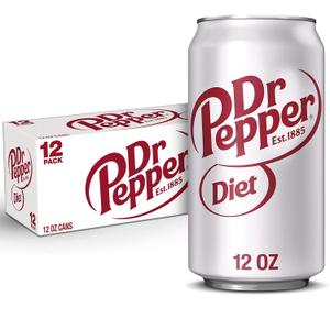 Diet Dr Pepper Soda, 12 fl oz cans, 12 pack