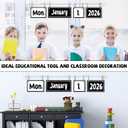 Black White Calendar Bulletin Board Set Black White Flip Calendar with Holder Boho Classroom Decoration with 56 Date Cards Adjustable Calendar Holder for Classroom Home Decor Supplies