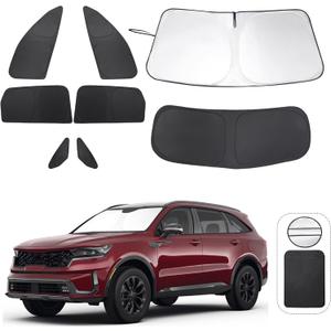 TINGLU Window Shades for Kia Sorento SUV 2021-2025 2026 Accessories Side Full Windows Rear Triangular Windshield Sun Shade Sun UV Rays & Privacy Protection for Camping,Napping,and Relaxing 8PCS