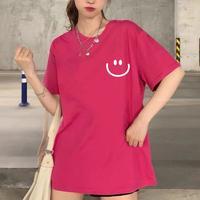 Funny Smiling Emoticon Men Women Happy Face Smile T-Shirt, M, Red