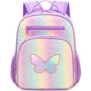 Toddler Backpack for Girls 2-4,Preschool Kindergarten Butterfly Backpacks,Small Backpack for Kids,Toddler Bookbag with Chest Strap