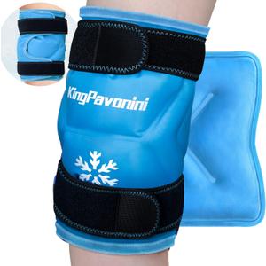 KingPavonini XXL Knee Ice Pack Wrap Around Entire Knee After Surgery, Large Reusable Gel Ice Pack for Injuries, Pain Relief, Swelling, Sports Injuries, 2 Pack (Sky-Blue)