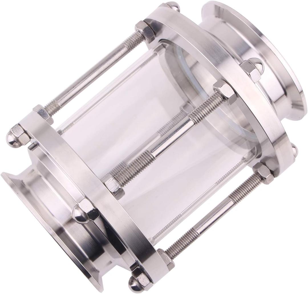 DERNORD In-Line Sight Glass with Clamp End,Flow Sanitary Straight Sight Glass SUS316 3 Inch Tri Clamp Type (Flow Pipe OD 76MM)