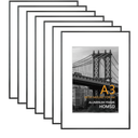 Homso A3 Picture Poster Metal Black Frame Set of 7, Display Pictures 8.3x11.7 Inch with Mat or 11.7x16.5 Inch Without Mat, Thin Edge with Acrylic Plexiglass for Wall Mounting