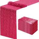 Fuchsia Table Runners 10 Pieces 12x72 Inches Sequin Glitter Table Runner for Birthday Party Baby Shower Holiday Event Table Decorations