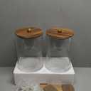 2 PCS 1.5 Gallon Drink dispenser, Glass Beverage Dispenser With Wood Stand, Large Water Drink Dispensers for Parties With Stainless Steel Spigot, Ideal for Lemonade,Juice, Tea, and Party Drinks